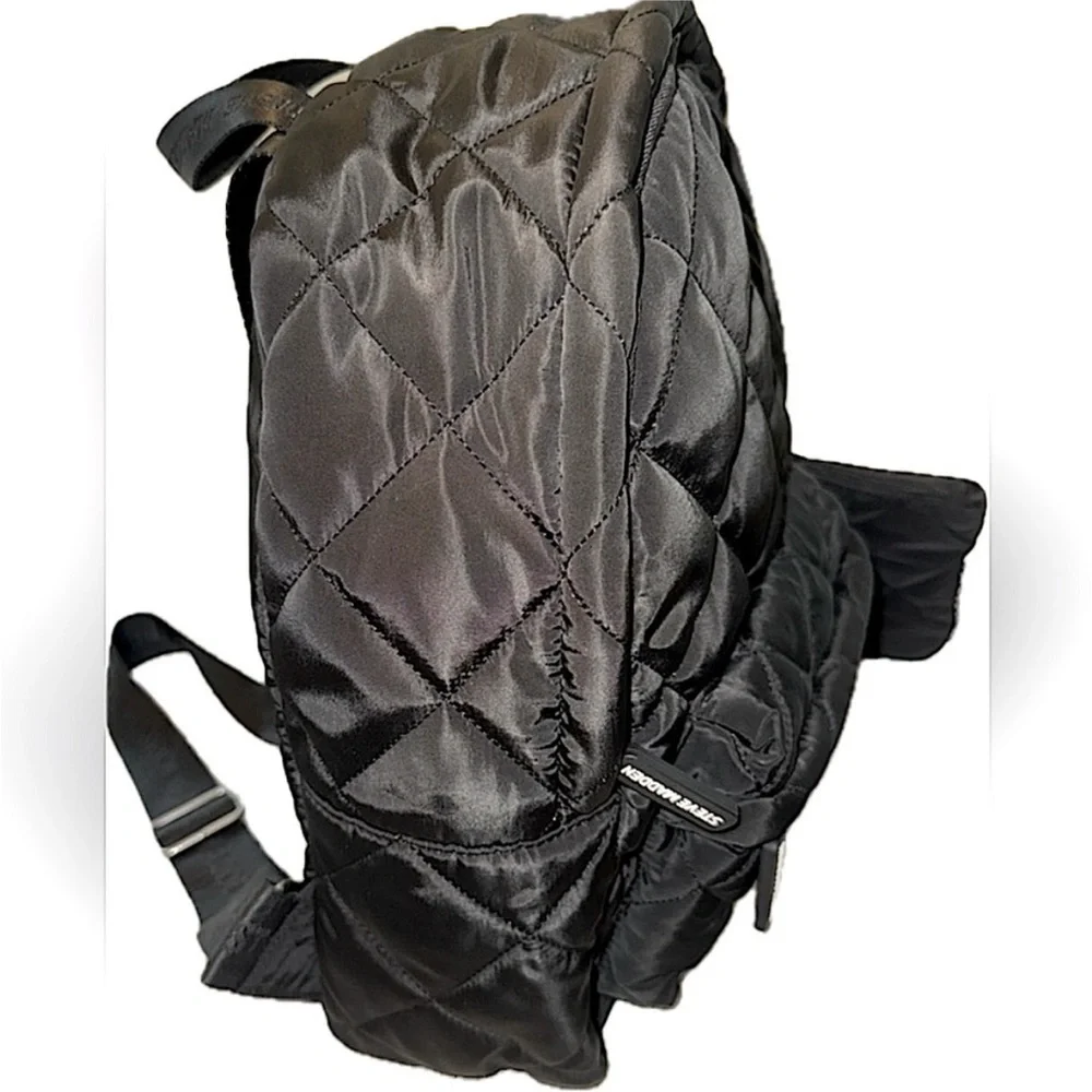 Steve Madden Quilted Black Backpack Set